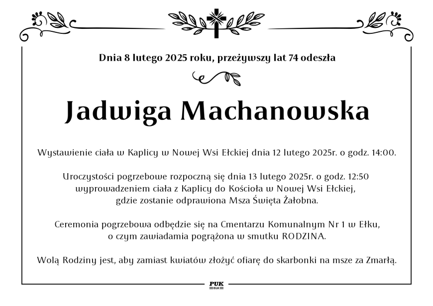 Jadwiga Machanowska - nekrolog